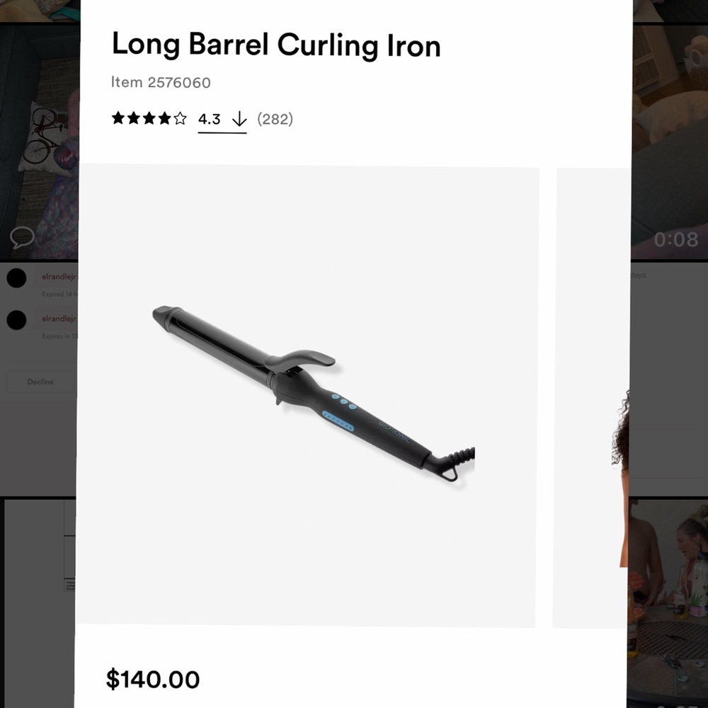 NEW BIO IONIC LONG BARREL CURLING IRON 1-1/4”